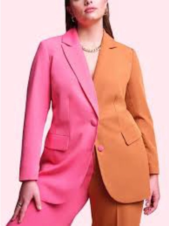 Eloquii Jackets & Blazers - Eloquii Two-Tone Pink and Orange Colorblock Blazer
